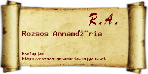 Rozsos Annamária névjegykártya